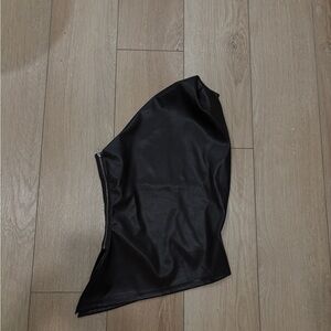 Micas Brown Faux Leather Corset Top - small